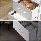 Table de chevet ACOINEL avec station de charge, Table de chevet blanche avec lumières LED et 2 tiroirs en tissu, Table d'appoint avec 2 prises CA/USB/Type-C