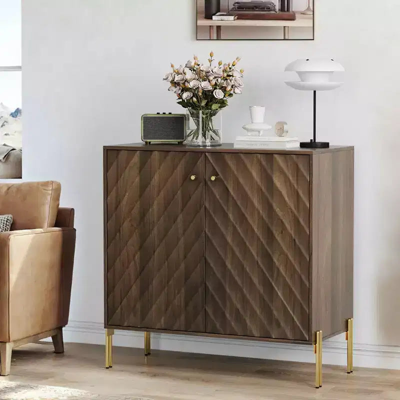 MAYEERTY Buffet Commode de Rangement Style Moderne Mid-century Meuble de Rangement pour Salon Cuisine Marron