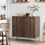 MAYEERTY Buffet Commode de Rangement Style Moderne Mid-century Meuble de Rangement pour Salon Cuisine Marron