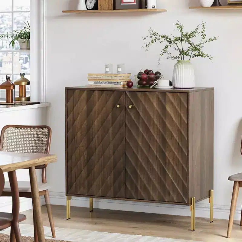 MAYEERTY Buffet Commode de Rangement Style Moderne Mid-century Meuble de Rangement pour Salon Cuisine Marron