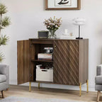 MAYEERTY Buffet Commode de Rangement Style Moderne Mid-century Meuble de Rangement pour Salon Cuisine Marron