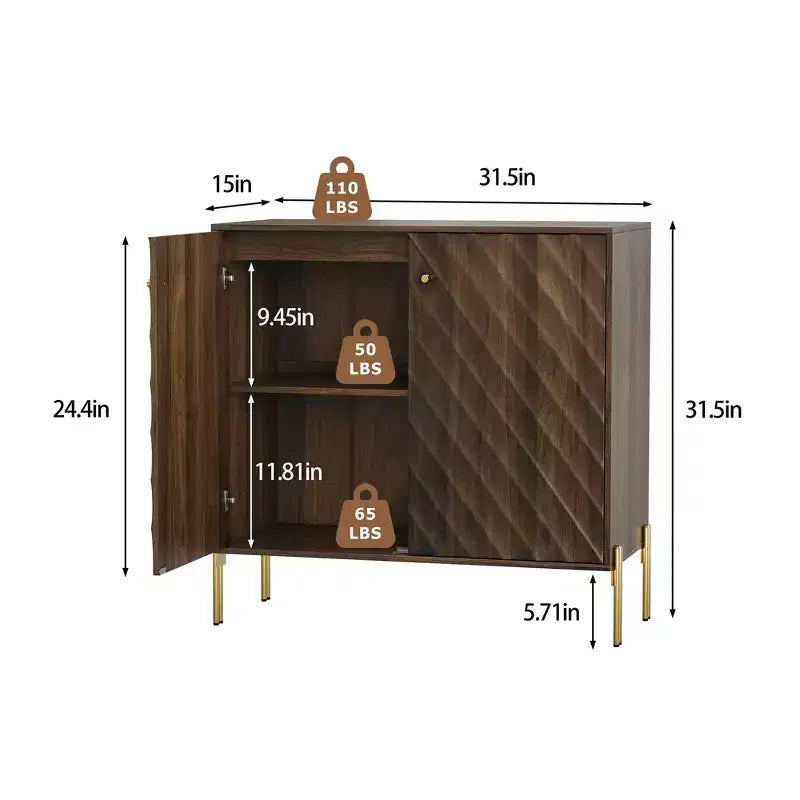 MAYEERTY Buffet Commode de Rangement Style Moderne Mid-century Meuble de Rangement pour Salon Cuisine Marron