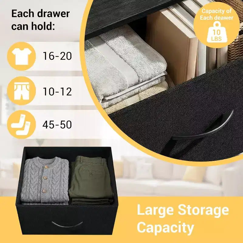 Petite commode 3 tiroirs avec paniers en tissu amovibles – Organisateur polyvalent pour chambre, salon, couloir ou buanderie – Peu encombrant, montage facile