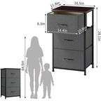 Petite commode 3 tiroirs avec paniers en tissu amovibles – Organisateur polyvalent pour chambre, salon, couloir ou buanderie – Peu encombrant, montage facile