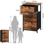 Petite commode 3 tiroirs avec paniers en tissu amovibles – Organisateur polyvalent pour chambre, salon, couloir ou buanderie – Peu encombrant, montage facile