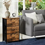 Petite commode 3 tiroirs avec paniers en tissu amovibles – Organisateur polyvalent pour chambre, salon, couloir ou buanderie – Peu encombrant, montage facile