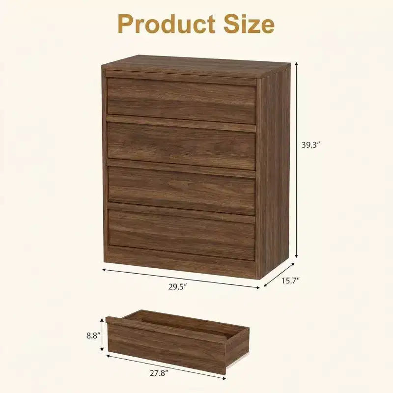 Commode à 4 tiroirs pour chambre à coucher, table de chevet, grand rangement, construction robuste, pour salon, chambre d'enfant, entrée