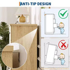 Commode haute à 5 tiroirs pour chambre à coucher, commode verticale cannelée, commode de rangement en bois avec poignées en métal, commode peu encombrante