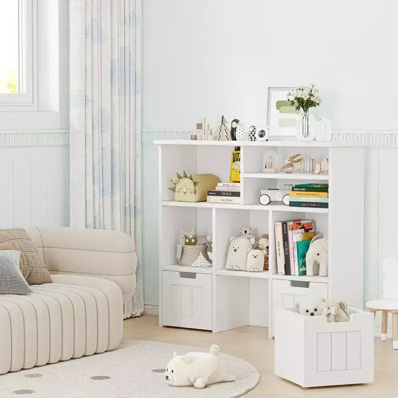 Meuble de rangement pour jouets et bibliothèque pour enfants avec 3 tiroirs mobiles et 6 casiers de rangement, idéal pour l'organisation de la salle de jeux et de la chambre d'enfant