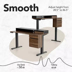 Bureau debout avec tiroirs et classeur, bureau électrique réglable en hauteur de 120 cm avec rangement, table ergonomique avec support d'écran