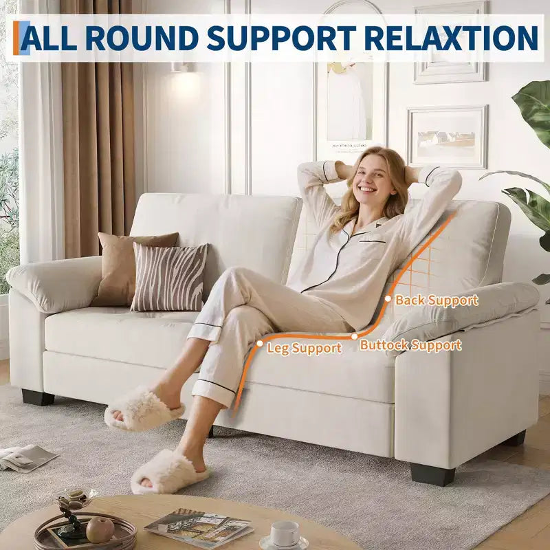 Canapé 3 places en velours 90 po, grand canapé avec accoudoirs spacieux et doux, design capitonné confortable pour salon et chambre à coucher