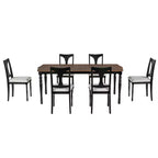 Ensemble de salle à manger 7 pièces extensible avec table de 152 à 198 cm et 6 chaises rembourrées