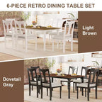 Ensemble de salle à manger 7 pièces extensible avec table de 152 à 198 cm et 6 chaises rembourrées