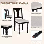 Ensemble de salle à manger 7 pièces extensible avec table de 152 à 198 cm et 6 chaises rembourrées