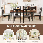 Ensemble de salle à manger 7 pièces extensible avec table de 152 à 198 cm et 6 chaises rembourrées