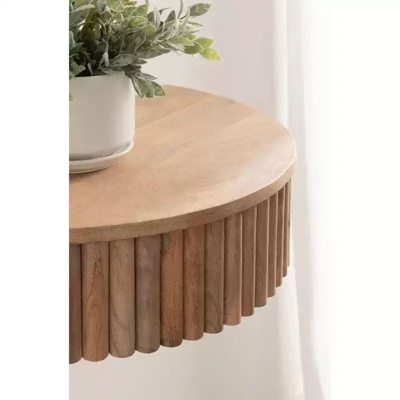 Table d'appoint flottante côtelée Kate and Laurel Reid, 20x11x6, Naturel