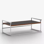 Table basse transformable en table à manger 2-en-1 moderne de 50 po en noyer avec cadre en acier inoxydable robuste, marron Gaoyangjiaju