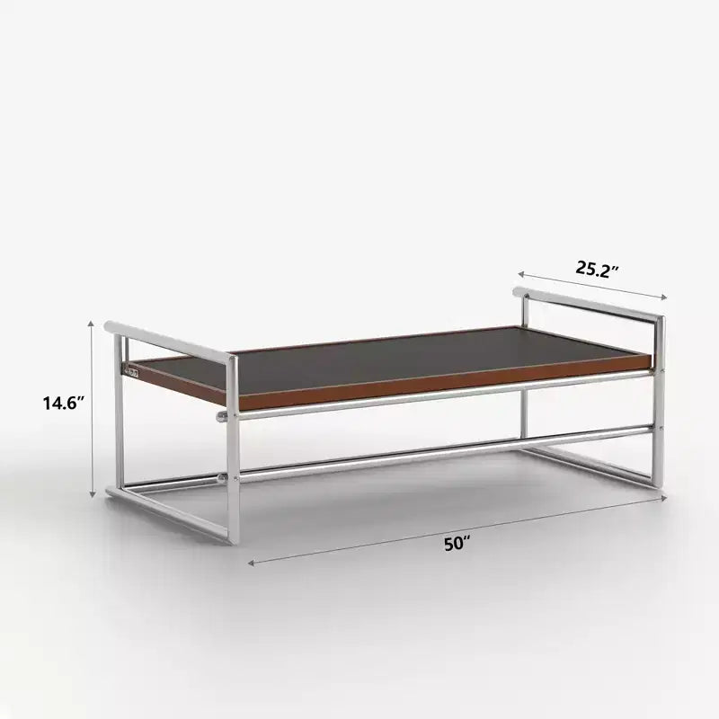Table basse transformable en table à manger 2-en-1 moderne de 50 po en noyer avec cadre en acier inoxydable robuste, marron Gaoyangjiaju