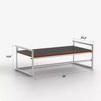 Table basse transformable en table à manger 2-en-1 moderne de 50 po en noyer avec cadre en acier inoxydable robuste, marron Gaoyangjiaju