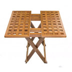HomeRoots Table d'appoint pliante carrée en teck massif marron 19 pour l'intérieur et l'extérieur