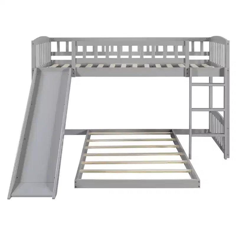 Lit superposé en bois Luxystar avec toboggan et clôture pour chambre d'enfant