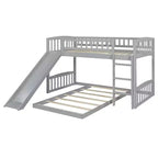 Lit superposé en bois Luxystar avec toboggan et clôture pour chambre d'enfant