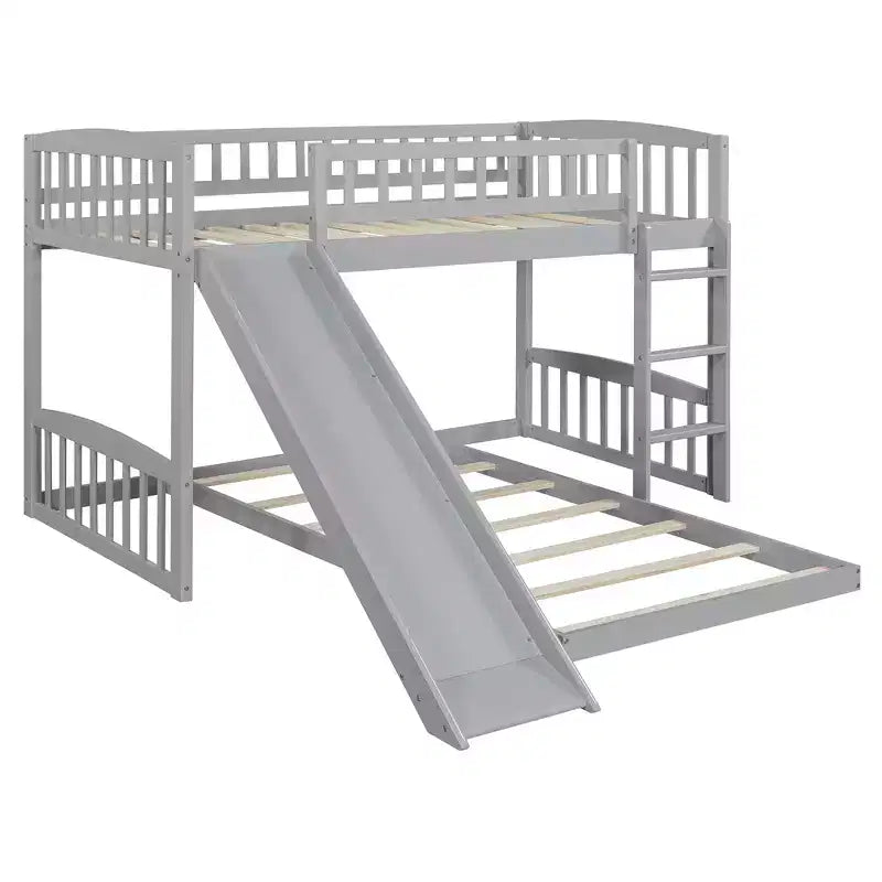 Lit superposé en bois Luxystar avec toboggan et clôture pour chambre d'enfant