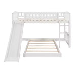 Lit superposé en bois Luxystar avec toboggan et clôture pour chambre d'enfant