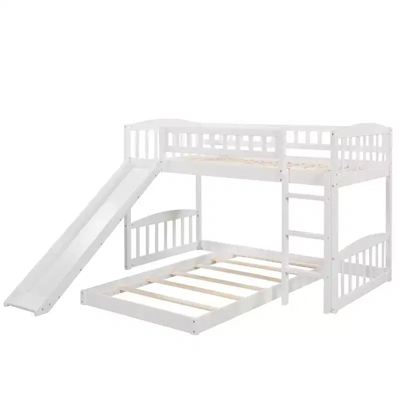 Lit superposé en bois Luxystar avec toboggan et clôture pour chambre d'enfant