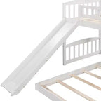 Lit superposé en bois Luxystar avec toboggan et clôture pour chambre d'enfant