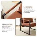 Fauteuil d'appoint Ora Maison Classic en cuir PU - Chaise ergonomique moderne industrielle avec cadre en métal robuste pour salon et bureau, marron