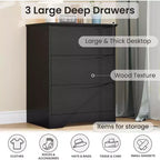 Commode en bois à 3 tiroirs, armoire moderne et haute avec grand espace de rangement, commode large pour chambre à coucher ou salon