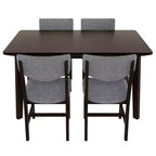 Ensemble de salle à manger rustique 5 pièces avec table en bois et 4 chaises rembourrées Espresso