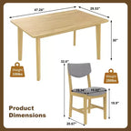 Ensemble de salle à manger rustique 5 pièces avec table en bois et 4 chaises rembourrées Espresso