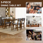 Ensemble de salle à manger rustique 5 pièces avec table en bois et 4 chaises rembourrées Espresso