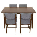 Ensemble de salle à manger rustique 5 pièces avec table en bois et 4 chaises rembourrées Espresso