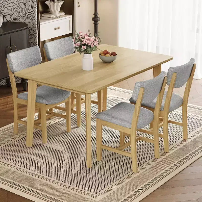 Ensemble de salle à manger rustique 5 pièces avec table en bois et 4 chaises rembourrées Espresso