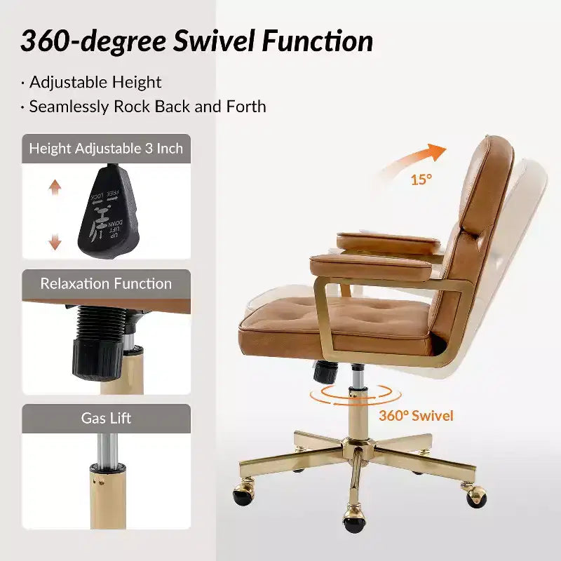 Chaise de bureau Debby Modern 37 H avec hauteur réglable|ARTFUL LIVING DESIGNS
