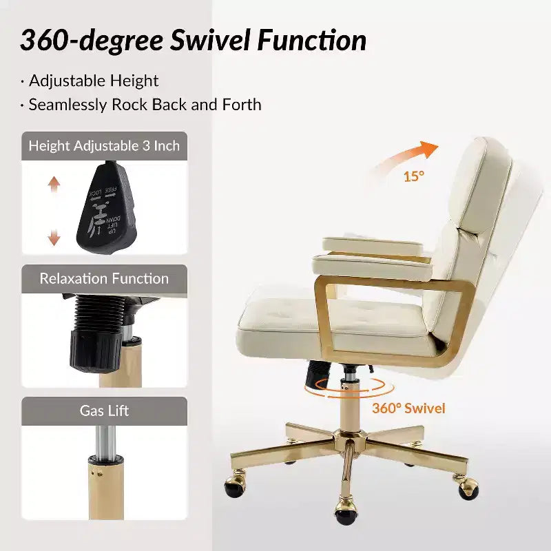 Chaise de bureau Debby Modern 37 H avec hauteur réglable|ARTFUL LIVING DESIGNS