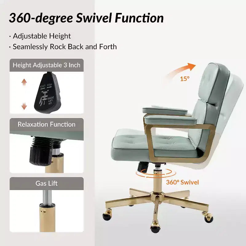 Chaise de bureau Debby Modern 37 H avec hauteur réglable|ARTFUL LIVING DESIGNS