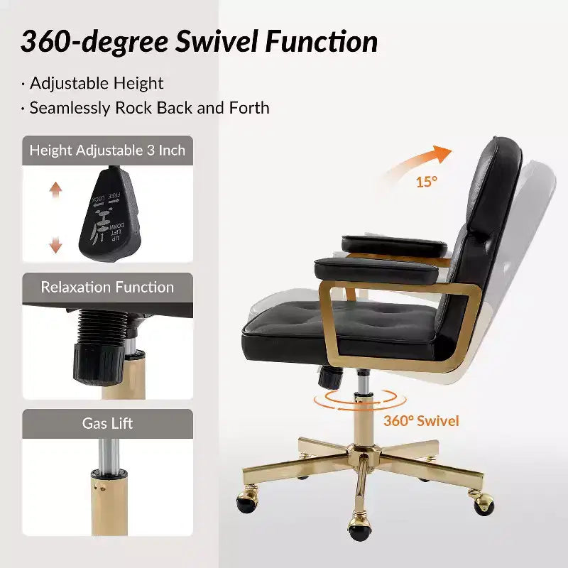 Chaise de bureau Debby Modern 37 H avec hauteur réglable|ARTFUL LIVING DESIGNS