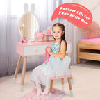 BALHAM TRADE-Coiffeuse enfant thème Lapin Table de maquillage en bois blanc avec 2 grands tiroirs