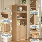 Lot de 2 bibliothèques hautes, bibliothèque en bois avec portes, bibliothèques à 5 étagères avec étagère supérieure réglable pour bureau à domicile, salon