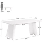 Table à manger Lantine blanche de 160 cm, table de cuisine moderne avec plateau brillant et double pied robuste pour 4 à 6 personnes, salle à manger