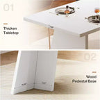 Table à manger Lantine blanche de 160 cm, table de cuisine moderne avec plateau brillant et double pied robuste pour 4 à 6 personnes, salle à manger