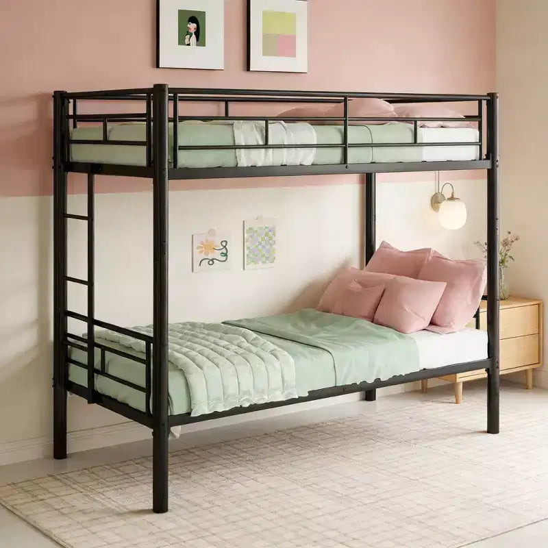 Luxystar Twin Over Twin Metal Bunk Bed, Convertible 2 Beds