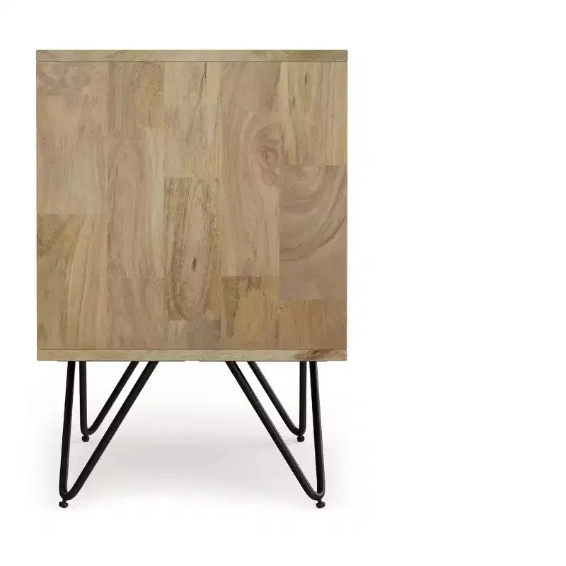 Table de chevet industrielle moderne en bois de manguier massif Moreno de 50,8 cm de large, couleur naturelle