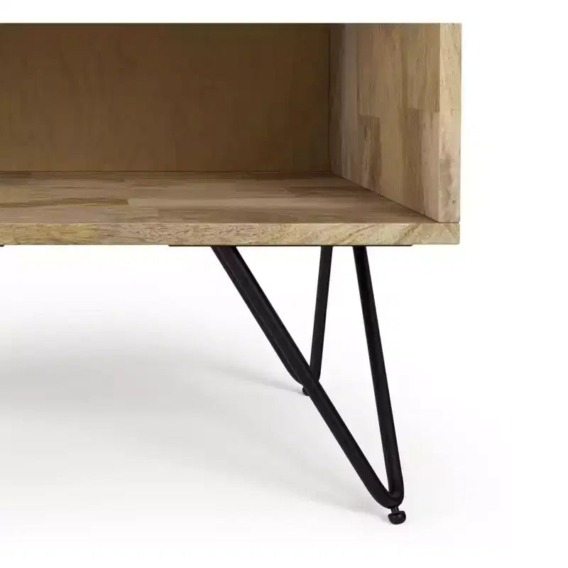 Table de chevet industrielle moderne en bois de manguier massif Moreno de 50,8 cm de large, couleur naturelle
