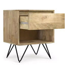 Table de chevet industrielle moderne en bois de manguier massif Moreno de 50,8 cm de large, couleur naturelle