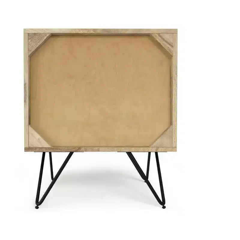 Table de chevet industrielle moderne en bois de manguier massif Moreno de 50,8 cm de large, couleur naturelle